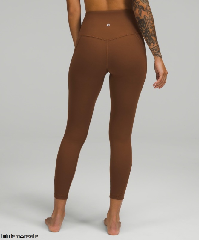 Lululemon Damen DELULU044 | Geröstete Braune Align Hoch Sitzende Hose Mit Taschen 25